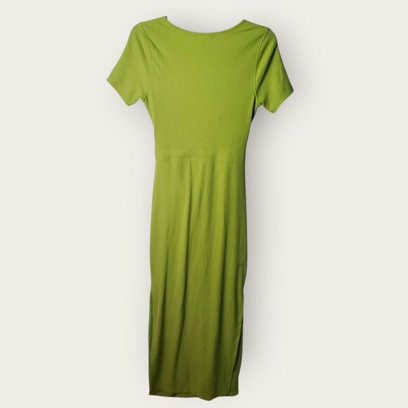 Lulus Green Ribbed Cutout Twist Front Midi Dress Size Large - Picture 3 of 8